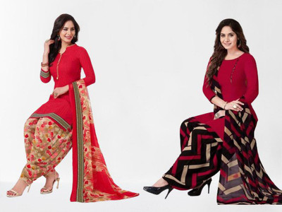 VERCO Crepe Printed Kurta & Patiyala Material