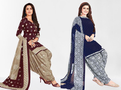 INITHI Crepe Printed Salwar Suit Material