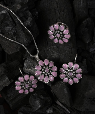 SOHI Alloy Silver Purple Jewellery Set(Pack of 1)