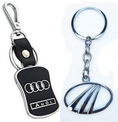 JAINSON MARTIN Combo of Audi metal logo keychain & Mahindra leather keychain Key Chain
