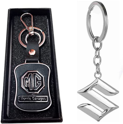 JAINSON MARTIN Combo of MG Leather Keychain & Suzuki Metal Logo Keychain Key Chain