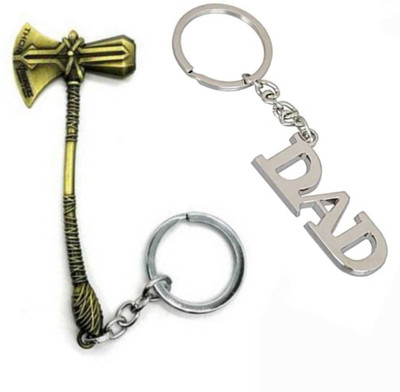 Blue Aura Combo Of Strombeaker Golden Axe And Dad In Steel Keychain Key Chain