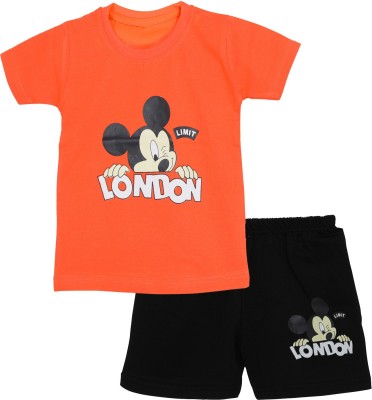 CATCUB Boys & Girls Casual T-shirt Shorts(Orange)