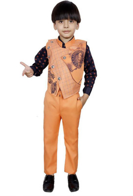 VALUE CREATION Boys Party(Festive) Shirt Trouser(Orange)