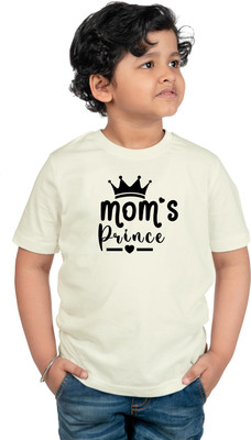 CHOMBOOKA Boys Typography, Printed Cotton Blend Regular T Shirt(White, Pack of 1)