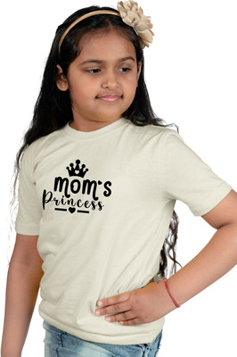 CHOMBOOKA Boys & Girls Typography, Printed Cotton Blend Regular T Shirt(Beige, Pack of 1)