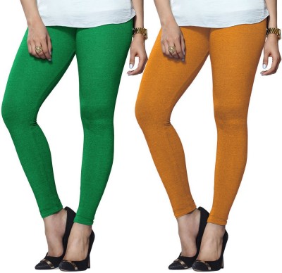 Lyra Ankle Length  Ethnic Wear Legging(Dark Green, Yellow, Solid)