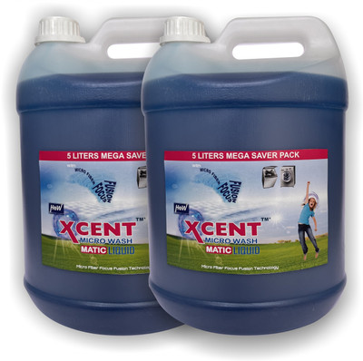 HEW XCENT Matic Front Load and Top Load 5L x 2 Mega Saving Pack Multi-Fragrance Liquid Detergent(2 x 5 L)