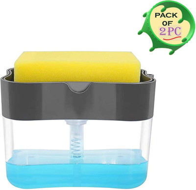 Smiling Cart 2-in-1 Liquid Soap Dispenser Pump with Sponge Holder (2Pc) 909 L Liquid Dispenser