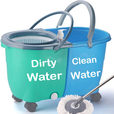 V-MOP Amazing Smart Easy To Clean Floor Magic Bucket 2 Absorbers, Floor , Wet and Dry Mop Set(Multicolor)