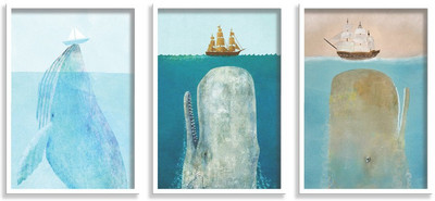saf Modern Synthetic Framed set of 3 Digital Reprint 13.5 inch x 31.5 inch Painting(With Frame, Pack of 3)