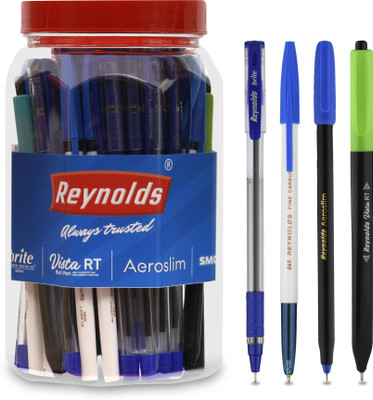 Reynolds Mixed Combo(16 045/ 16 BRITE/ 6 AEROSLIM/ 6 VISTA RT/ 6 SMOOTHMATE) Ball Pen(Pack of 50, Blue)