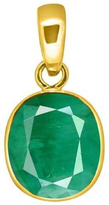 S KUMAR GEMS & JEWELS Certified Natural 5.25 Ratti Emerald Stone (Panna) Panchdhatu Gold-plated Emerald Alloy Pendant