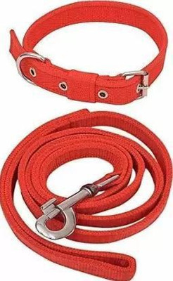 Sip Dog Belt Combo of 1 inch Red Collar with Red Dog Leash, Adjustable Neck Dog Collar & Leash(Medium, RED)