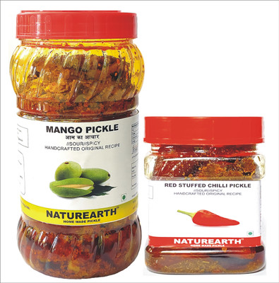 NaturEarth Mango Pickle & Red Chilli Pickle Pickle Combo ( 400+200 Gm) Maa Ke Hath Ka Achar Mango Pickle(2 x 300 g)