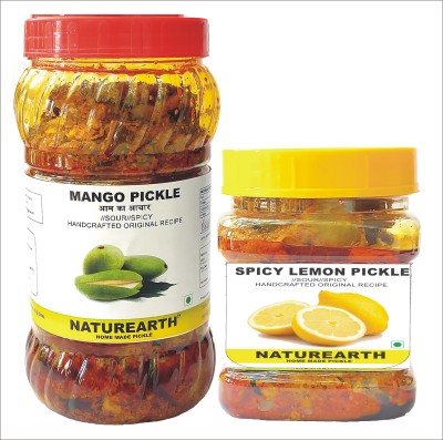 NaturEarth Mango Pickle & Spicy Lemon Pickle Combo ( 400+200 Gm) Maa Ke Achar Mango Pickle(2 x 300 g)