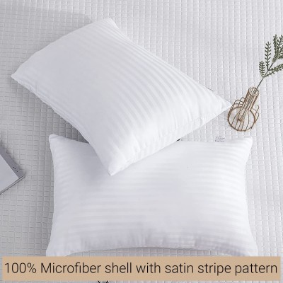 JDX Polyester Fibre Stripes Sleeping Pillow Pack of 2(White)