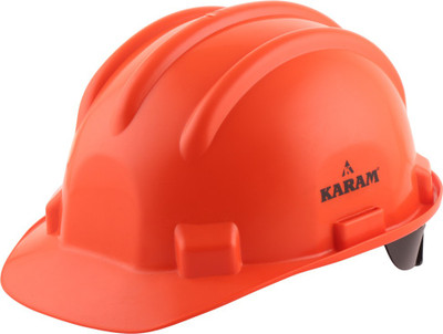 Karam PN521 Orange Safety Helmet with Adjustable Chin Strap & Rachet Type Adjustment Construction Helmet(Size - Regular)