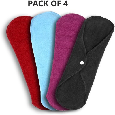 SIZI (Multicolor,Packof4) Cloth Period Pads Washable Napkin for Heavy Flow with Wings Sanitary Pad(Pack of 4)