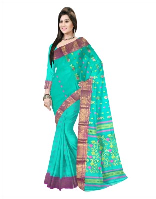 Pradip Fabrics Woven Tant Pure Cotton Saree(Light Green)