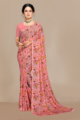 maayro Solid/Plain Daily Wear Georgette Saree(Multicolor)