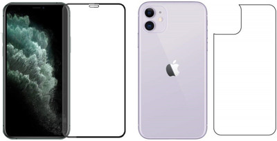 ELEF Front and Back Tempered Glass for Iphone 11 Front Transparent Tempered Glass and Back Flexible Guard (Trink)(Pack of 1)