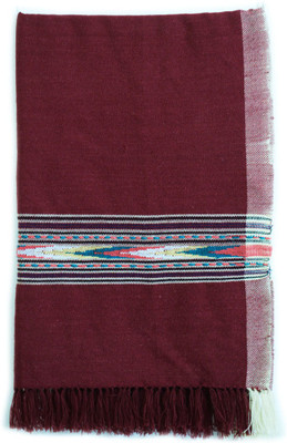 OS TEXTILES Wool Self Design Women Shawl(Maroon)