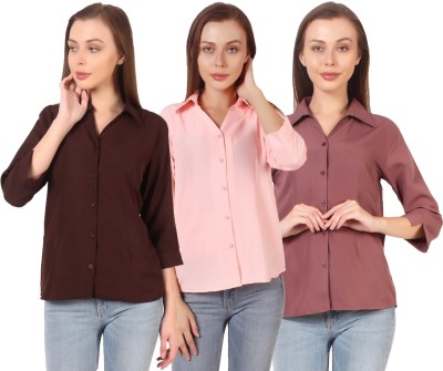 Giggles Women Solid Formal Multicolor Shirt(Pack of 3)