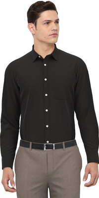 PETER ENGLAND Men Solid Casual Black Shirt