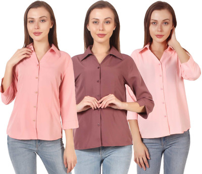 CINDERELLA THE CREATIONS FACTORY Women Solid Casual Multicolor Shirt(Pack of 3)