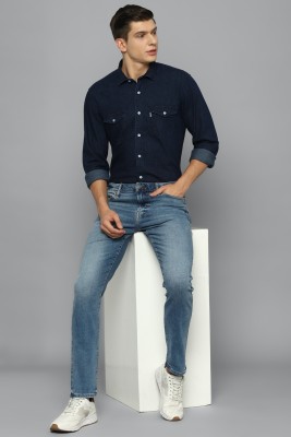 LOUIS PHILIPPE Men Self Design Casual Dark Blue Shirt