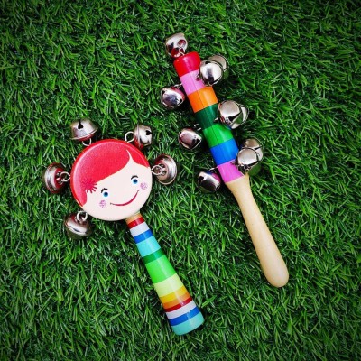 Creative Hub Jhunjhuna Wooden Non Toxic Colorful Rattle Toys/Dugi Dugi Rattle Sweet hunJhuna Rattle(Multicolor)