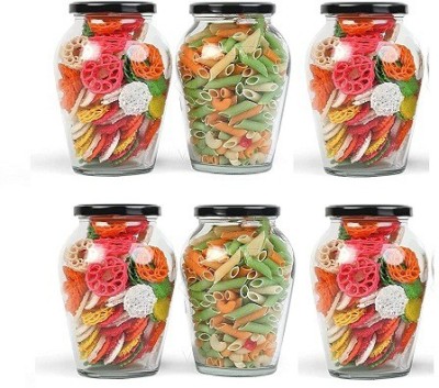 TINSUHG Glass Grocery Container  - 1000 ml(Pack of 6, Clear)