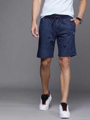WROGN Printed Men Dark Blue Regular Shorts