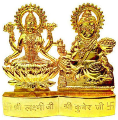 PAYSTORE Laxmi Kuber Idol Decorative Showpiece  -  7 cm(Brass, Gold)