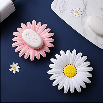 The Cube Mart Flower Shape Soap Holder(White, Pink)