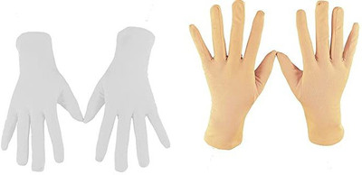 PRALAV Men's &Women's Sun Rays Protection Cotton Hand Gloves(Pack Of 2 Pairs) Baseball Gloves(White, Beige)