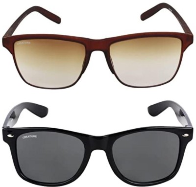 CREATURE Wayfarer Sunglasses(For Men & Women, Black, Brown)