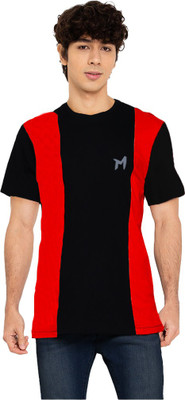 mebadass Colorblock Men Round Neck White, Black T-Shirt