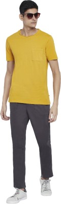 Urban Ranger by Pantaloons Solid Men Round Neck Yellow T-Shirt