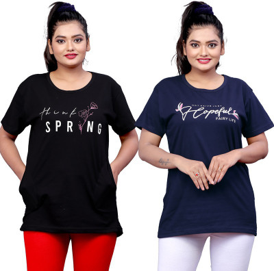 HUMA Printed Women Round Neck Multicolor T-Shirt