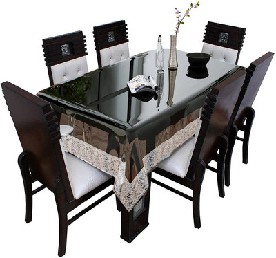 Flipkart SmartBuy Solid 6 Seater Table Cover(Transparent White Border, PVC)