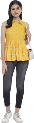 PEOPLE Casual Printed Women Yellow Top