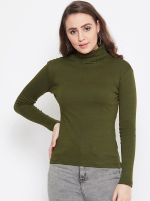 VASHRI EXPORTS Casual Solid Women Dark Green Top