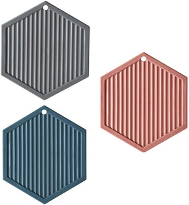 HENIJ Silicone Trivet Mats Hot Pads,Heat Resistant Multipurpose Hot Pads(Random Color) Polyvinyl Chloride Trivet(Pack of 3)