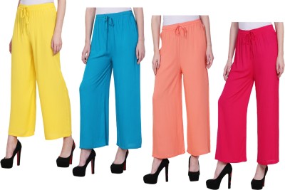 IndiWeaves Regular Fit Women Blue, Pink, Orange, Yellow Trousers