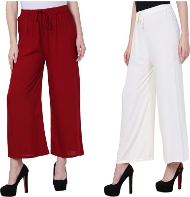 Indistar Regular Fit Women Maroon, White Trousers