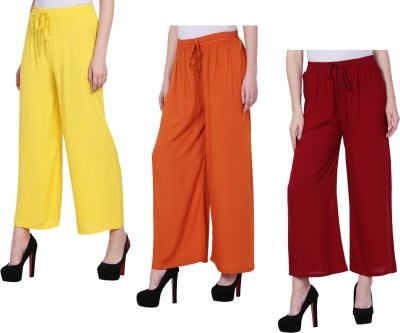 IndiWeaves Regular Fit Women Maroon, Orange, Yellow Trousers