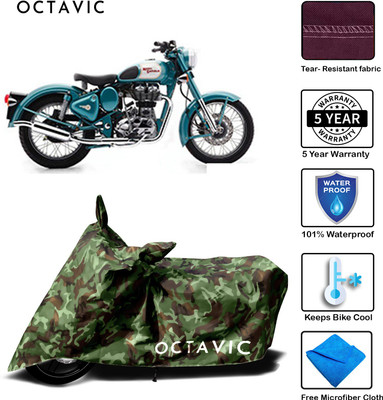 octavic Waterproof Two Wheeler Cover for Royal Enfield(Battle Green, Green)