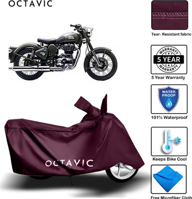 octavic Waterproof Two Wheeler Cover for Royal Enfield(Battle Green, Maroon)